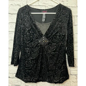 Y2K Clothing Co by Notations black bejeweled top size L.